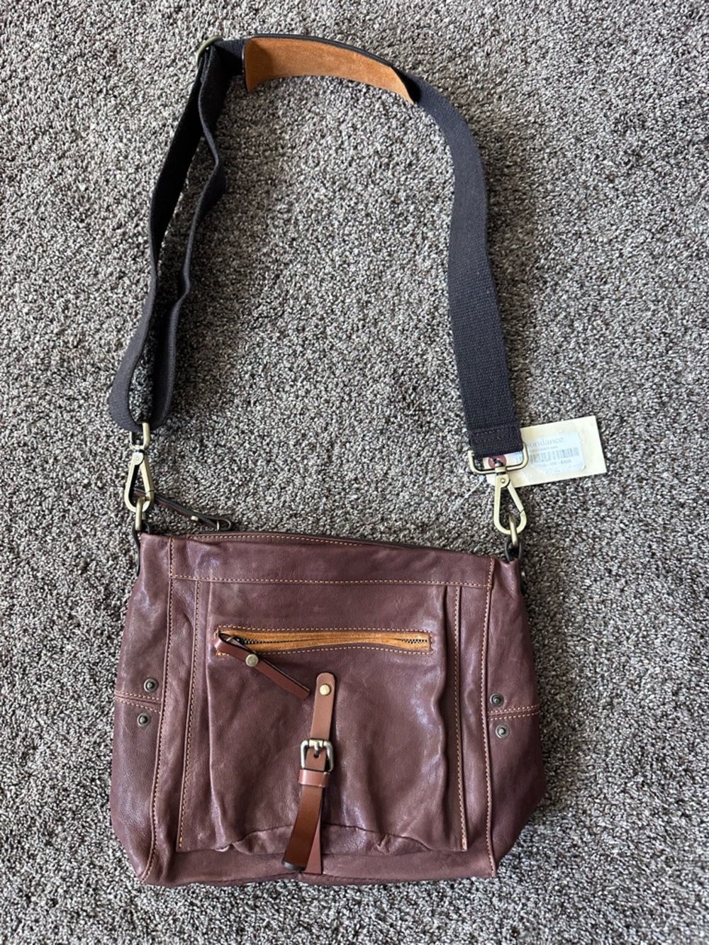 NWT Sundance Banyan Leather Crossbody Bag Cigar Brown Vintage-Inspired Boho